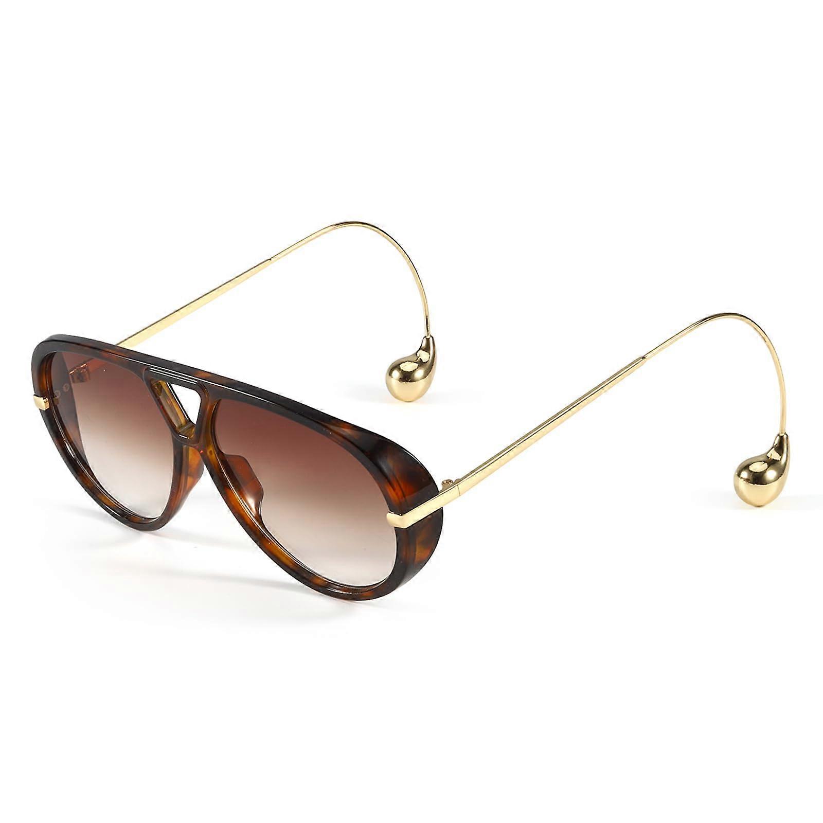 Earrings for Women with Large Double Bridge Designer Sunglasses A03 in Turtle/Brown Color for Stylish Ladies