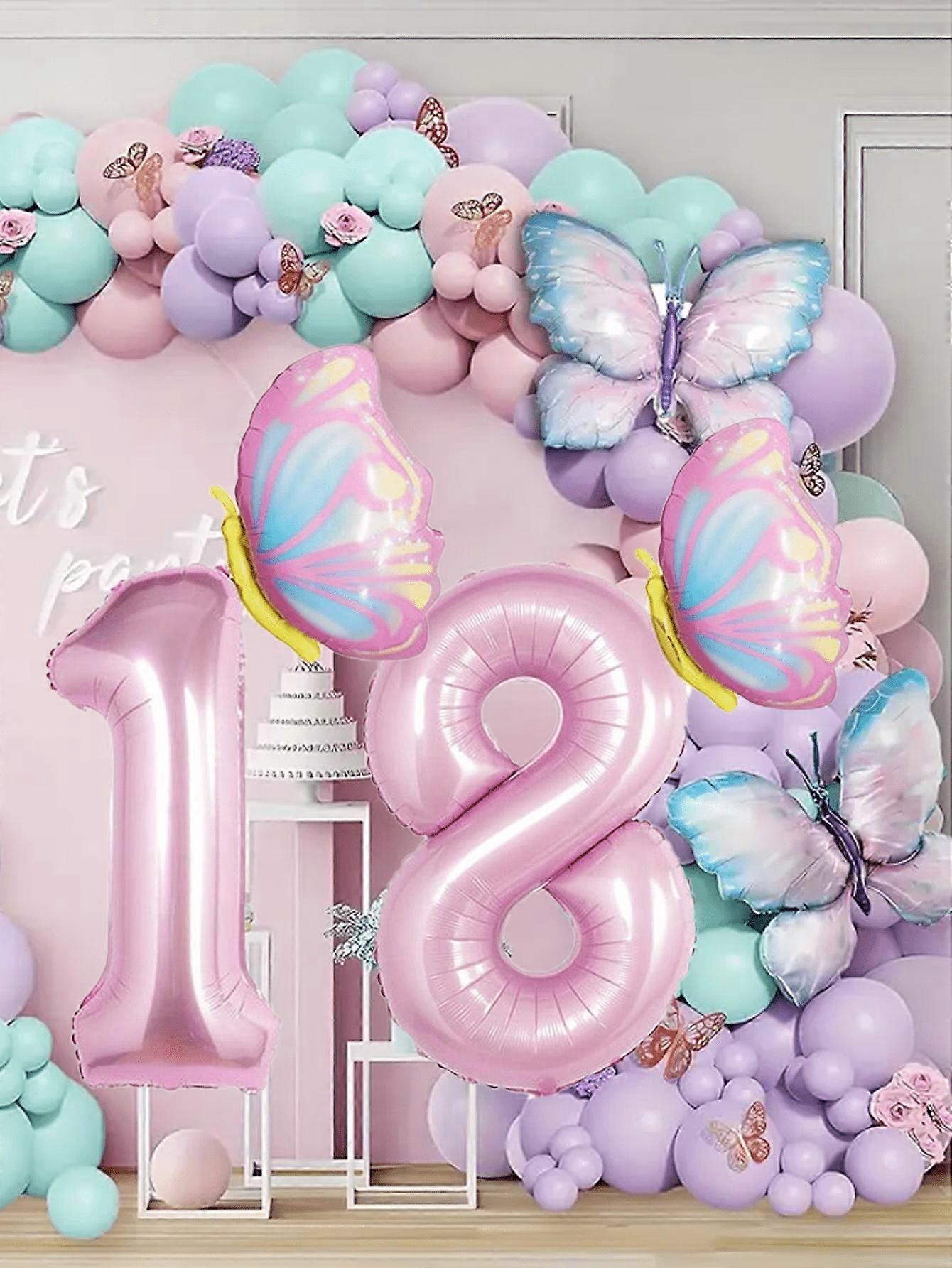 2 יחידות 39 אינץ' בלוני נייר כסף מספר ורוד סט עם פרפרים ליום הולדת מסיבת חתונה תפאורה