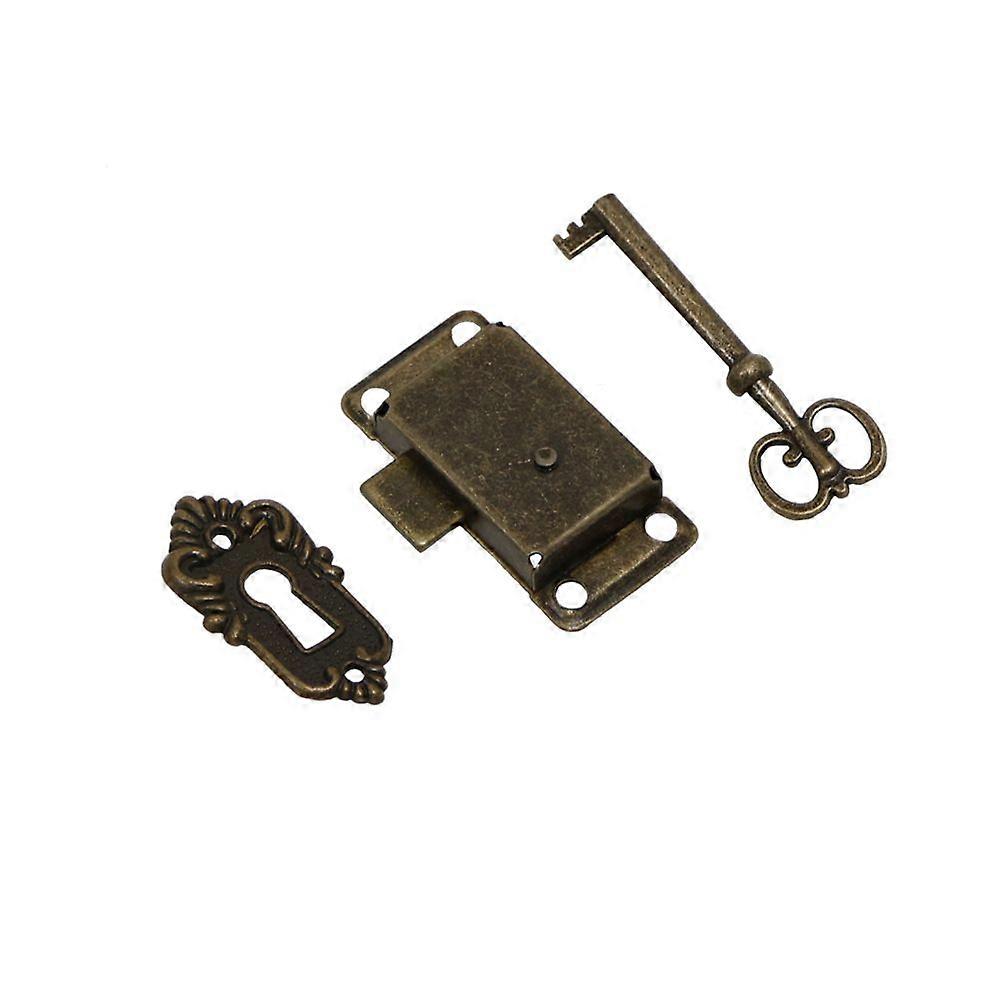 Antique Cabinet Door LockCyan Color, Antique Lock Set - Decorative Lock with Keys and Screws - For Mailboxes, Lockers, Cabinets, Tool Box