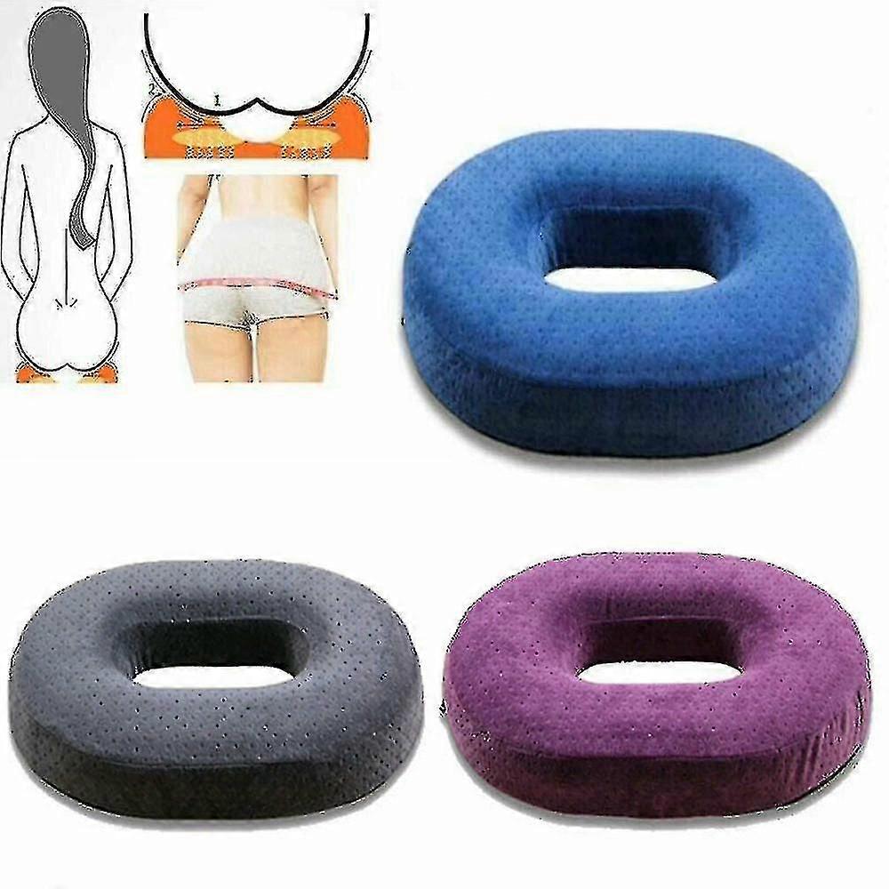 Cuscino per sedia ad anello in memory foam grigio per alleviare il dolore al coccige