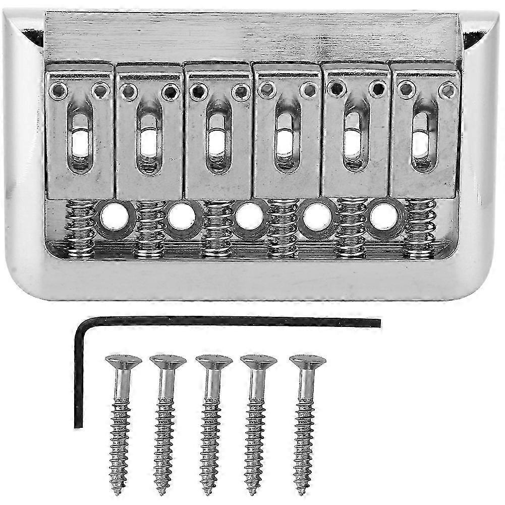 Professional Metal Six string Bridge for 6 string Electric Guitar (Silver)