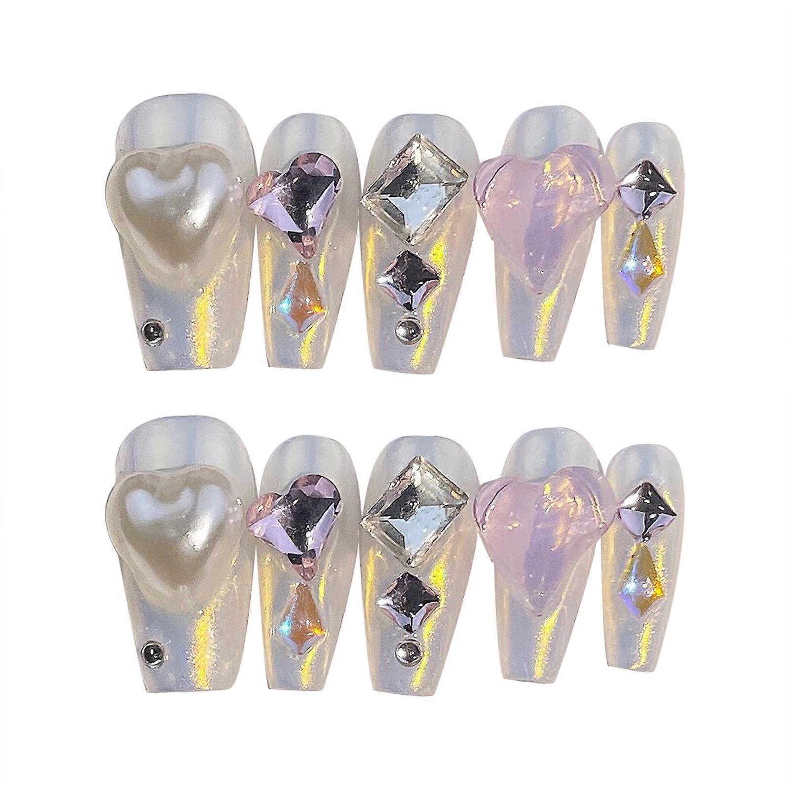 Unhas Postiças Aurora com Strass Doce & Encantador Unhas Postiças Reutilizáveis