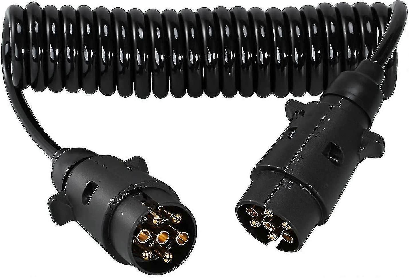 7pin Trailer Extens Coiled Cable With Trailer Adapter Plug Socket Connector,7 Core Towing Caravan