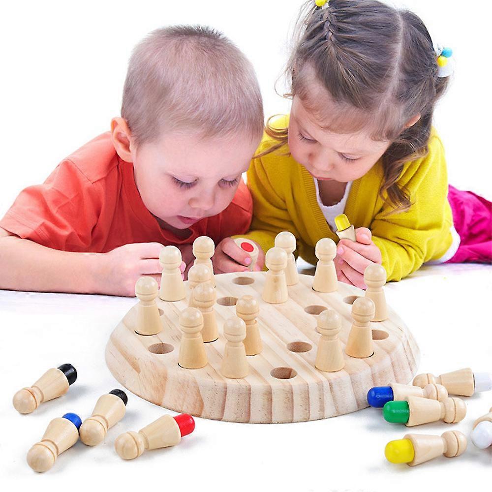 Children's Intelligent Toys Colorful Memory Chess Wooden Memory Matchstick Chess Game Memory Developing Chess Family Intellectual Toys