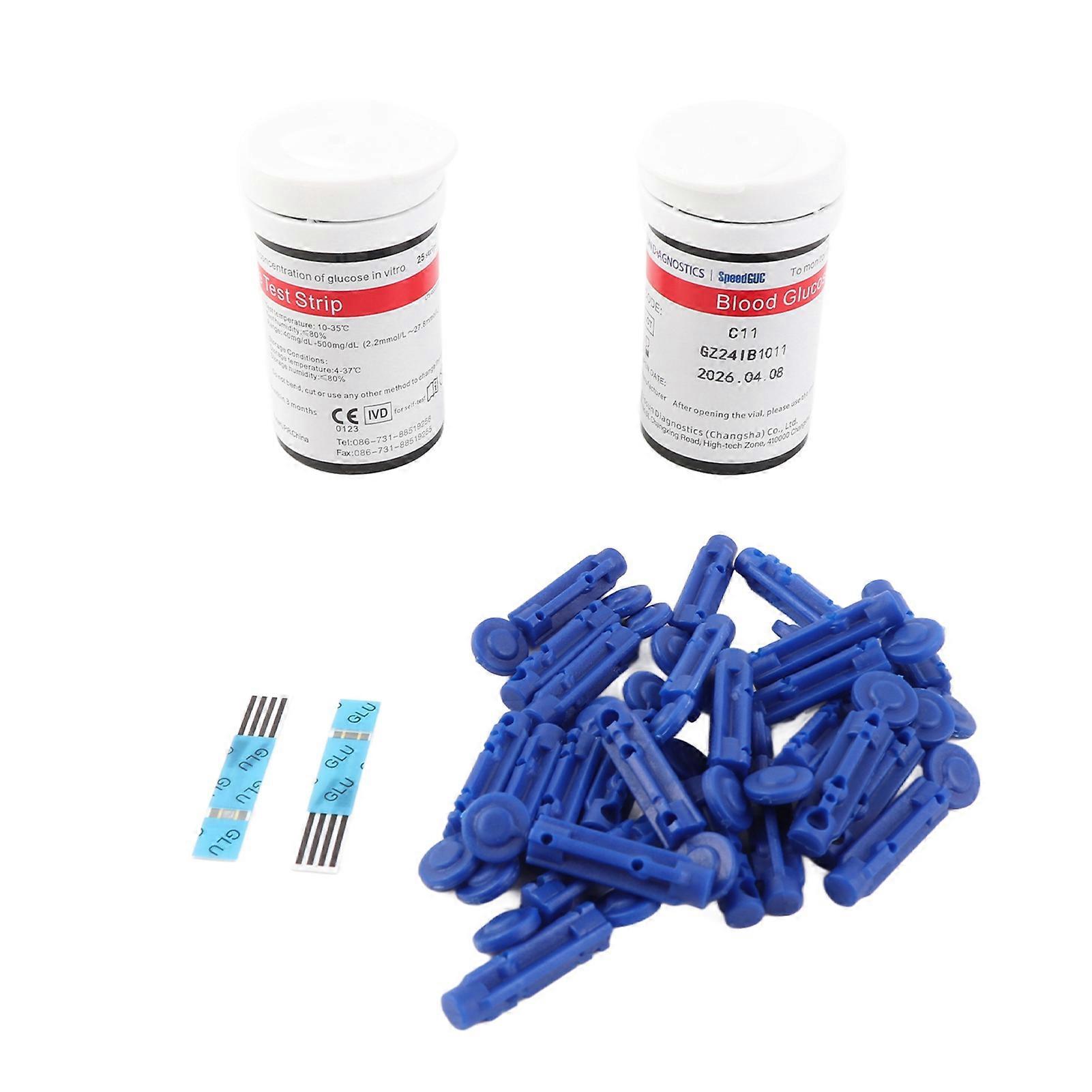 50Pcs Blood Glucose Test Strips with Lancets High Accuracy Quick Results Blood Sugar Testing Strips