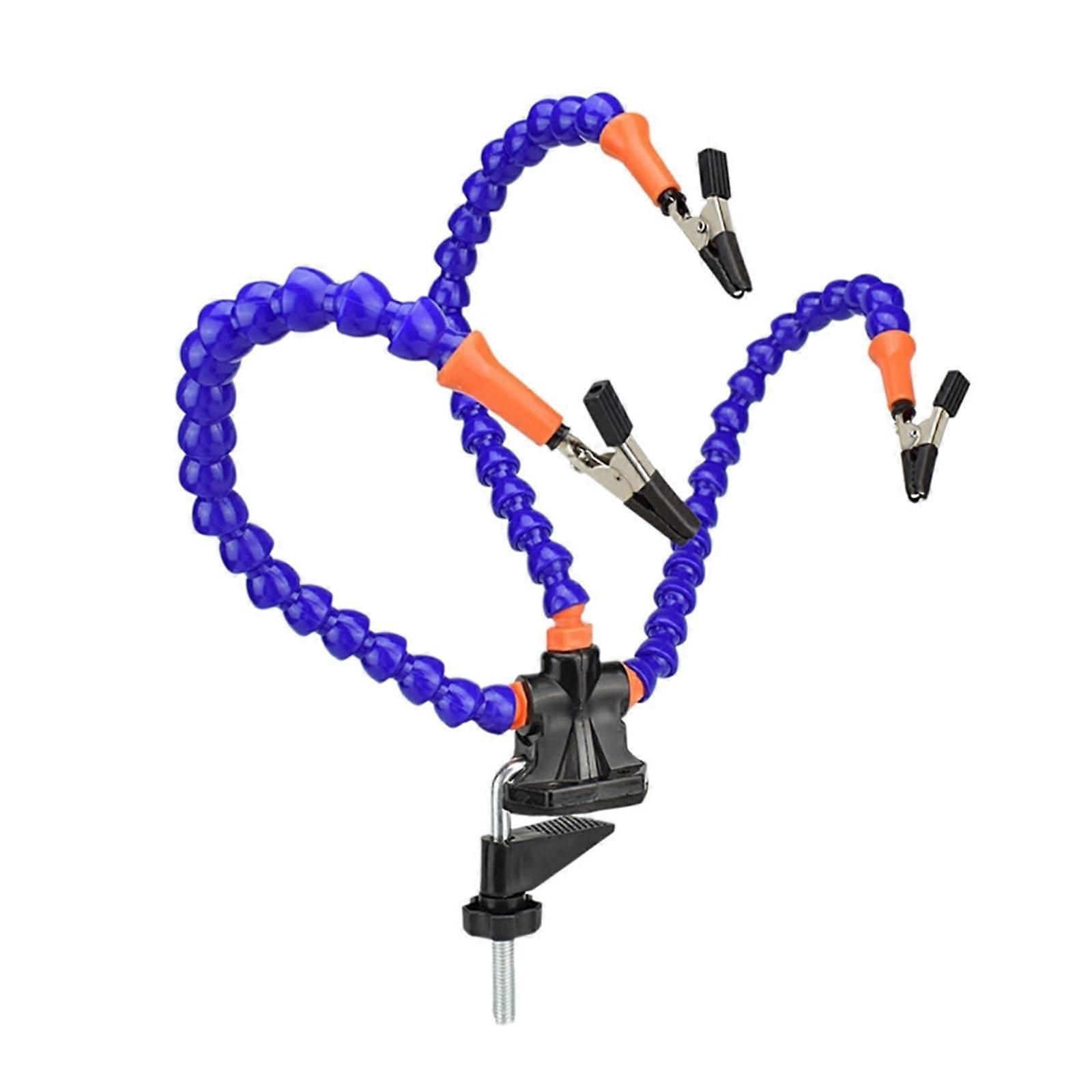 Third Hand Bench Vise Table Clamp Soldering Station with 5 Flexible Arms, Soldering Iron Holder, GJ92-3Pc, PCB Welding Tool