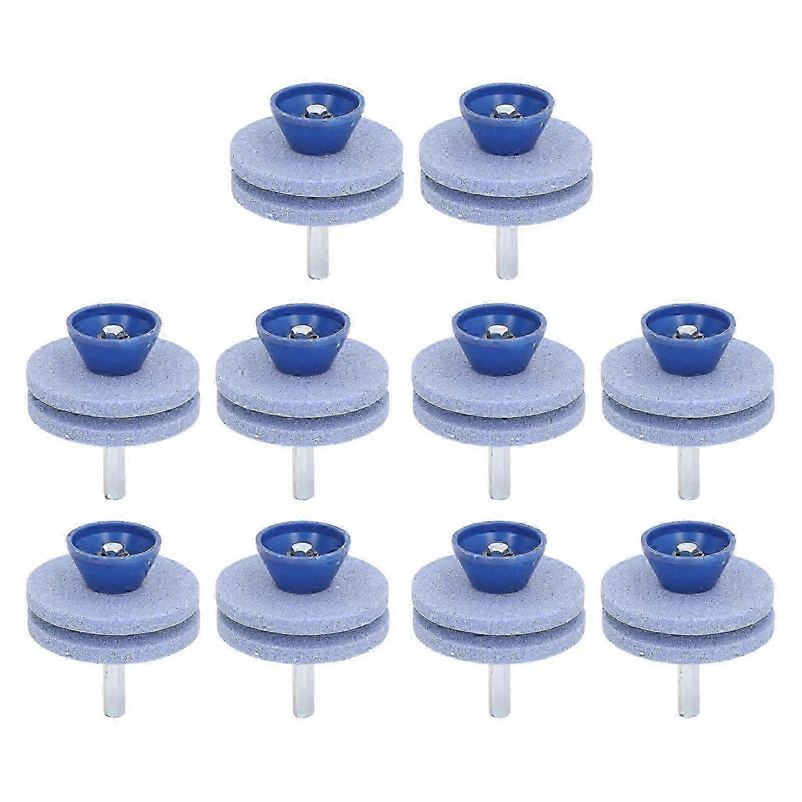 10pcs Lawn Mower Blade Sharpener Corundum Double Layer Sharpening Stone for Hand Drill Installation Replacement