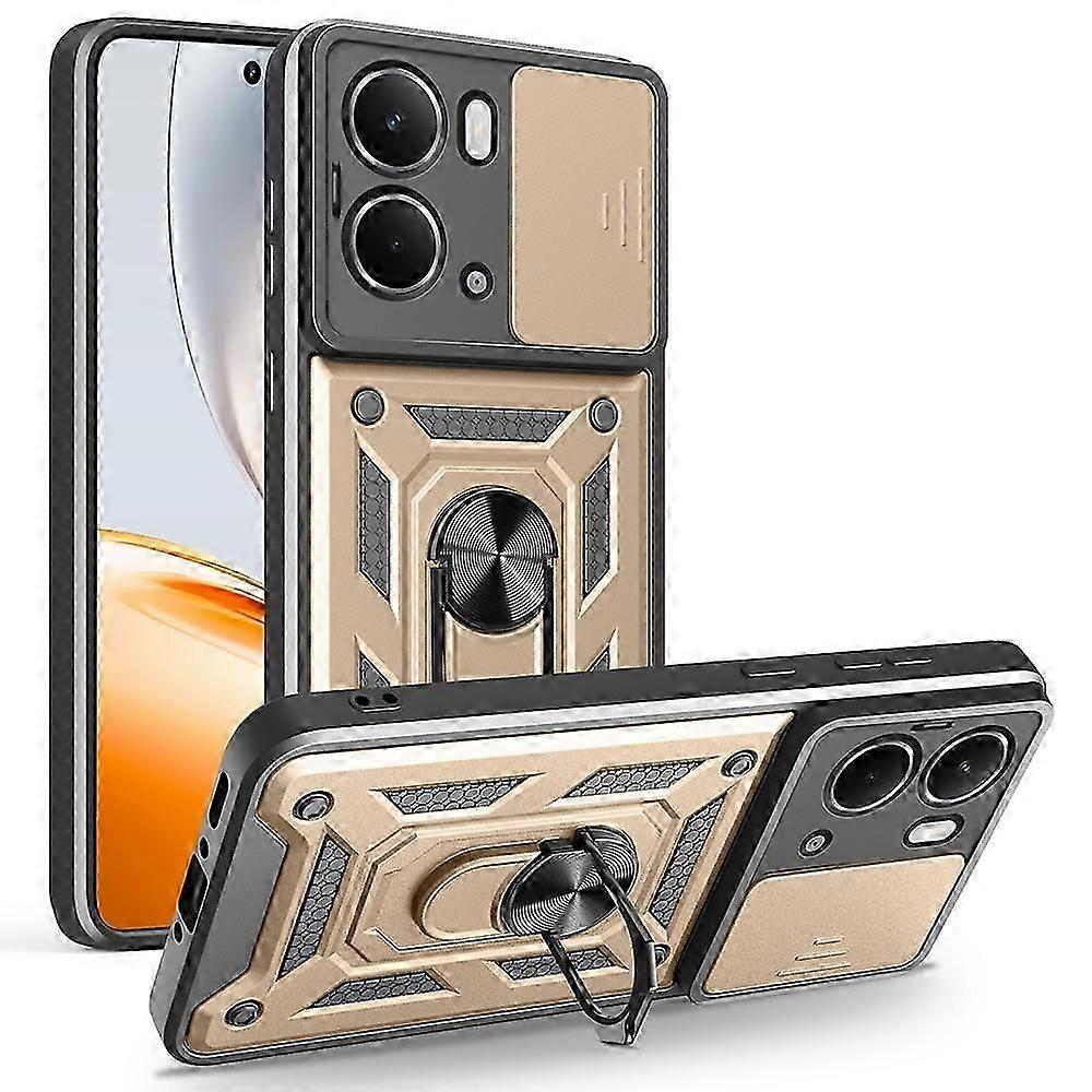 For Realme Neo7x 5G P3 5G Case with Slide Camera Lid PC + TPU Kickstand Phone Cover - Green
