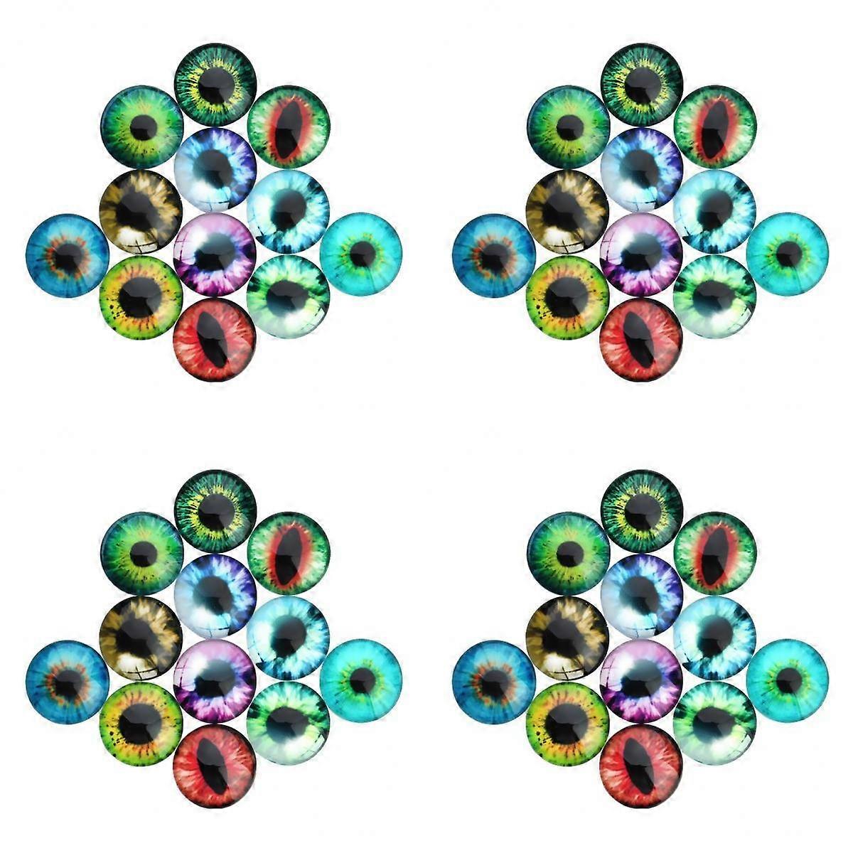 80 Piece Assorted Size Eye Pattern Glass Flatback Scrapbooking Dome Cabochon