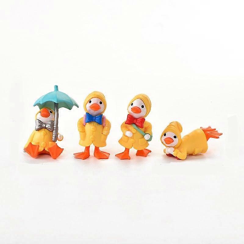 Garden decorations, 4 ducks, 5 cm high, yellow, add interest to the garden