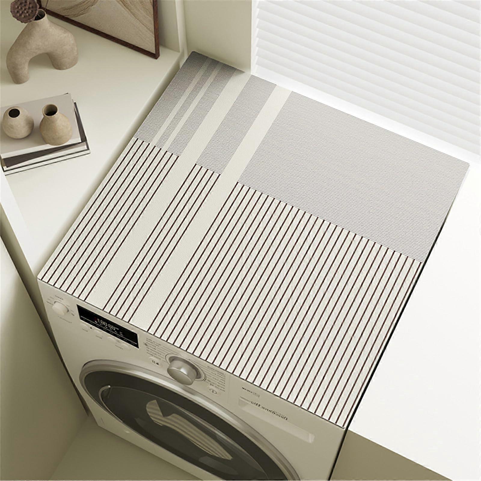 Washing Machine Pad Non-Slip Beige Nordic Motif 60x60 cm Universal Absorbent Quick-Drying