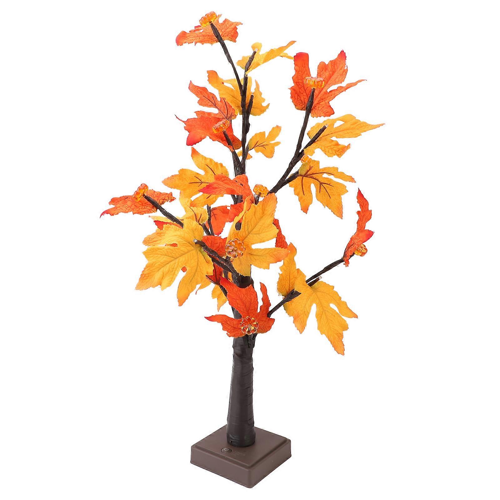 Artificial Fall Lighted Maple Tree 24 LEDs Timer Function Fall Decor Lights with Removable Base for Festival Thanksgiving Day