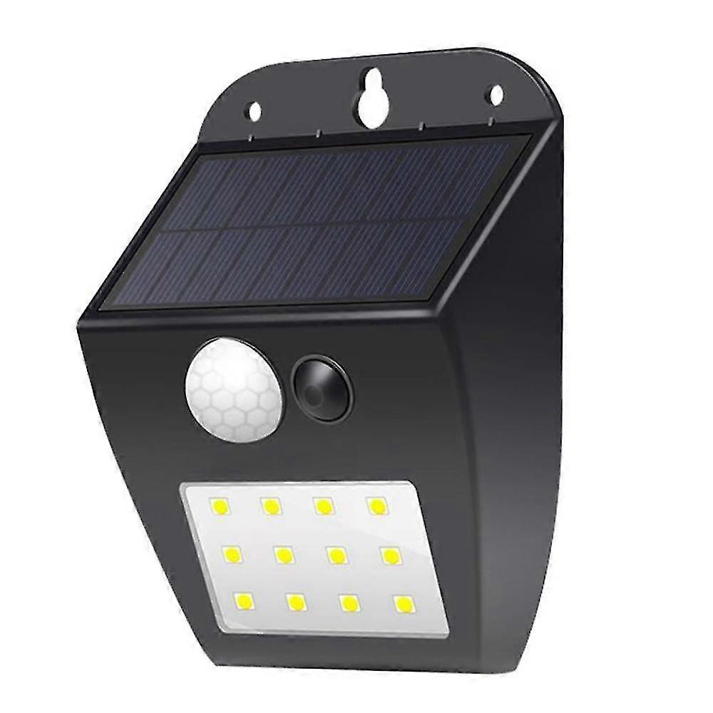 Solar Powered 12 Led Pir Motion Sensor Wall Light - Waterproof Outdoor Garden Security Lamp With 3 Lighting Settings