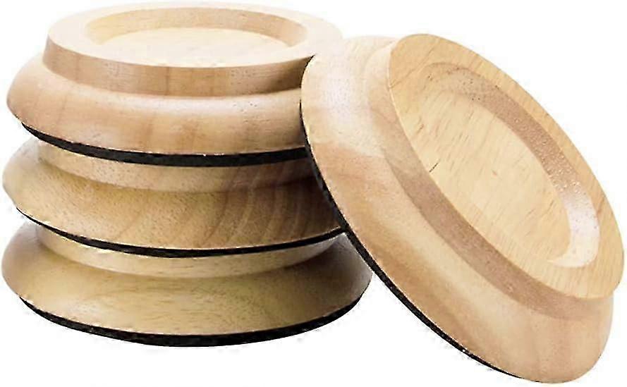 4ピースフロアプロテクターピアノキャスターカップピアノフットパッド家具コースター広葉樹製4つのナチュラルオークピアノキャスターカップアクセサリーのセット(wo