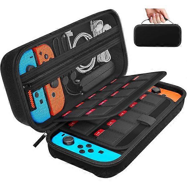 Switch Compatible with Nintendo Switch/Switch OLED - Carrying Case with 20 Game Cartridges, Case Bag for Nintendo Switch (Black)