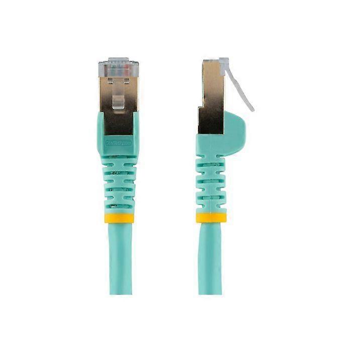 Cat6a STP shielded network cable without hook - STARTECH - 50 cm Aqua - PoE compatible - RFI/EMI shielding