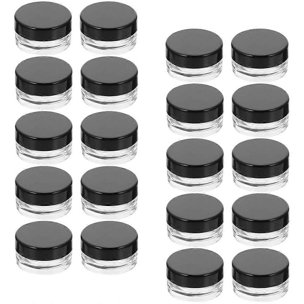 20pcs Cosmetic Cream Jars with Black Lids, Lightweight Stackable Plastic Lotion Containers for Travel and Daily Use, Small Sample Pots for Facial