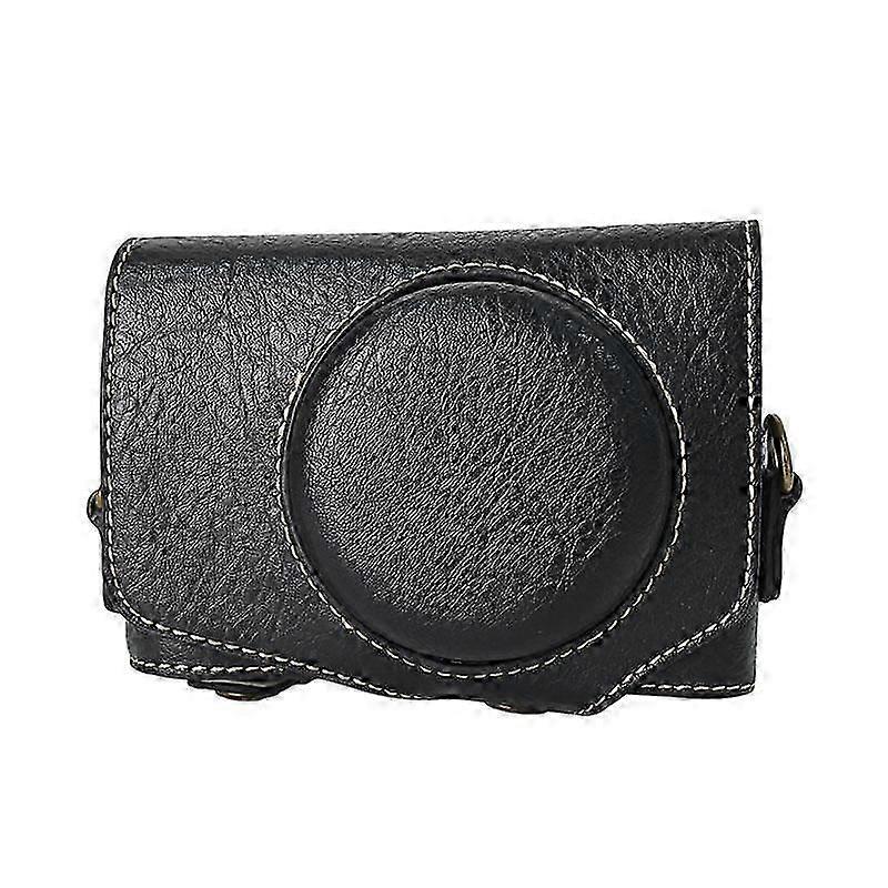 Retro Litchi Texture Leather Full Body Camera Case Bag with Strap