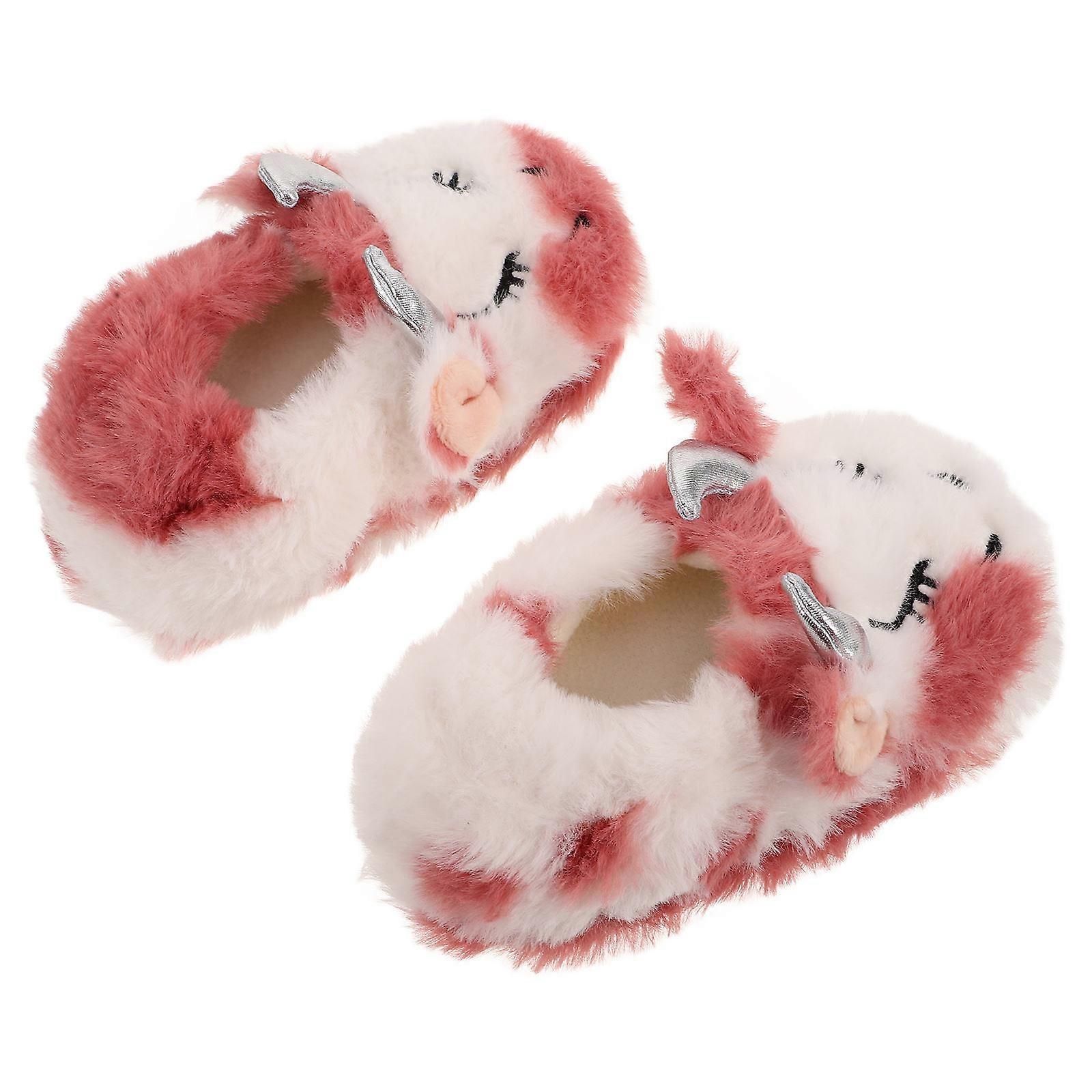 Kids House Slippers Adorable Cartoon For Infants And Toddlers Multi Color Plush Material Indoor Use 1 Pair