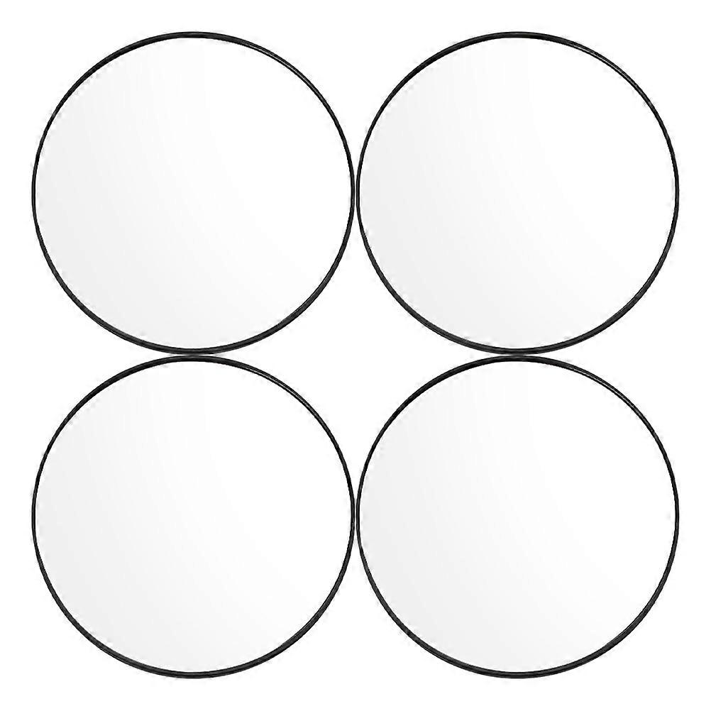 Compact Pocket Makeup Mirror 4Pcs 5X Magnification Square Black Plastic Indoor Use