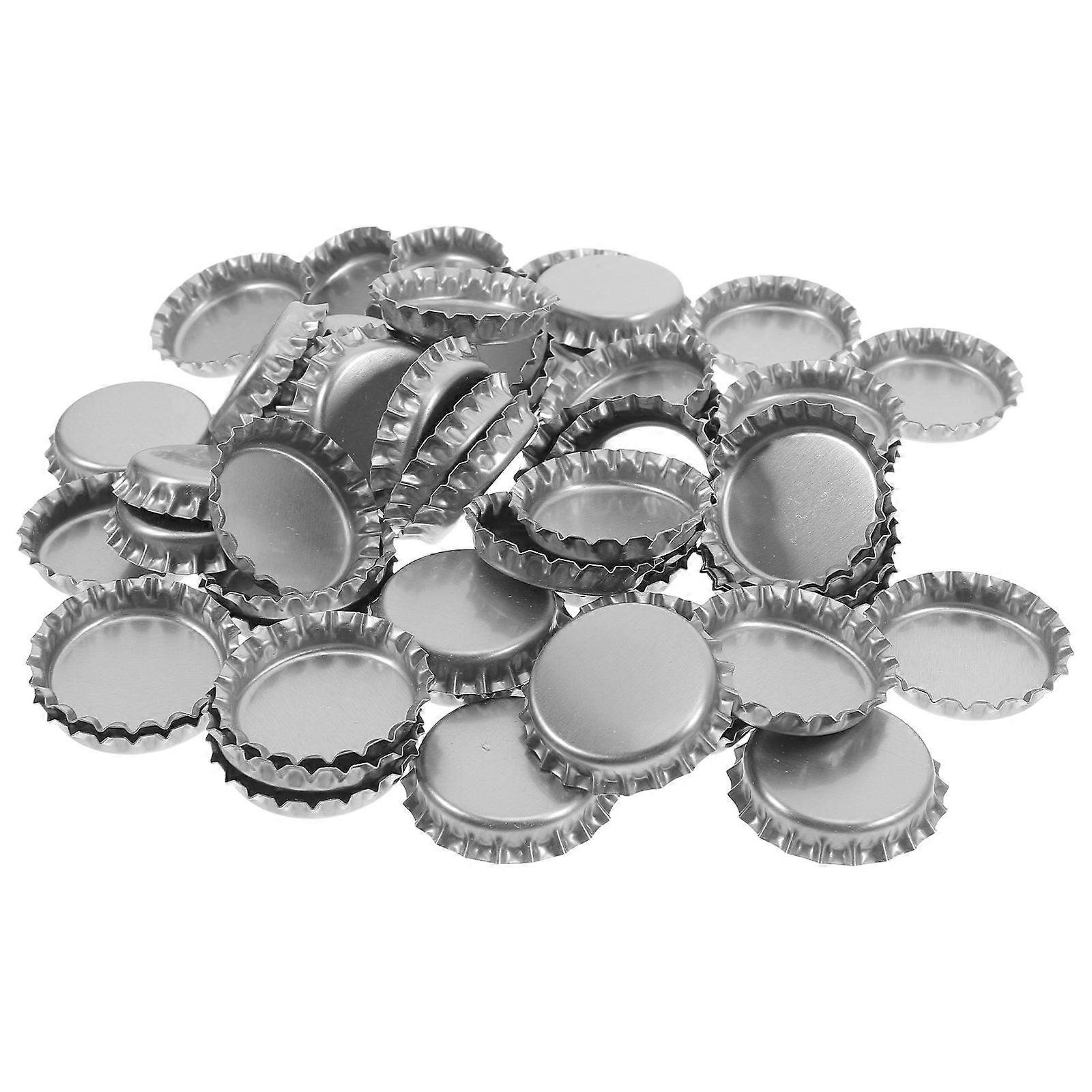 Spray Painted Decorative Bottle Caps for DIY with 100Pcs Silver Flattened Caps