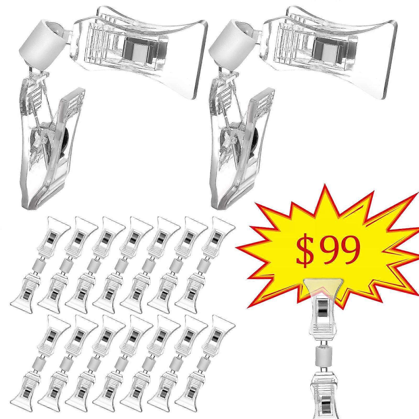 Display Clips Double Sided Clips Transparent 9.00X2.50X1.00CM Labeling Office Use 20Pcs