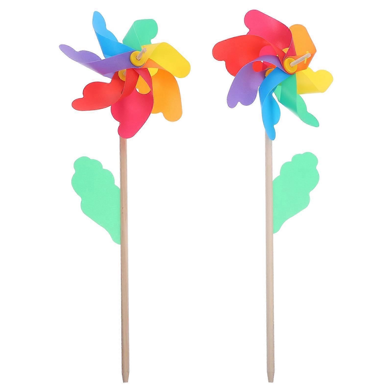 2pcs Hexagonal Colorful Windmill Vibrant Garden Decoration Outdoor Spinning Ornament for Lawn