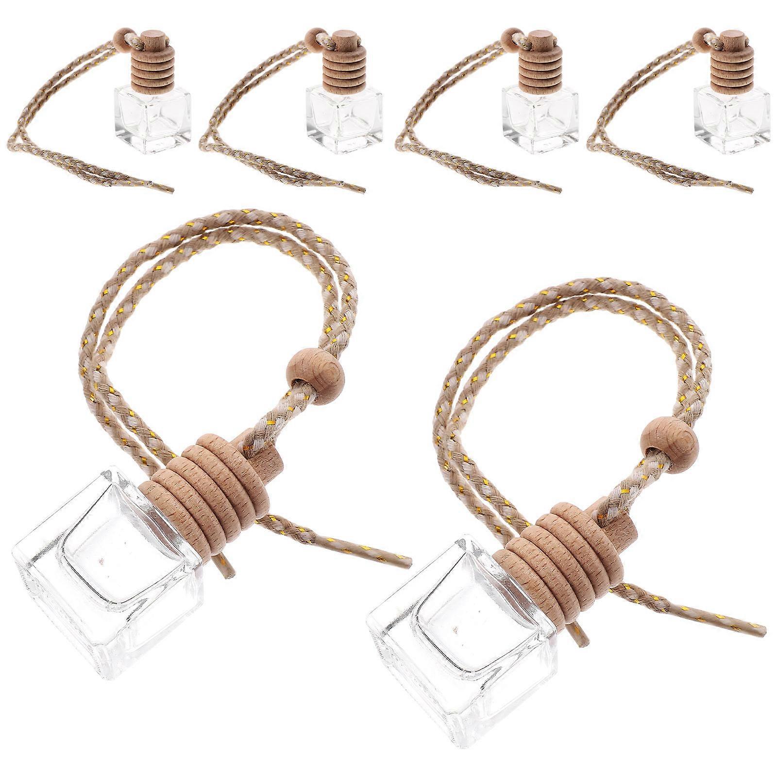 6pcs Transparent Car Diffuser Bottles, Refillable Glass Essential Oil & Perfume Containers, Stylish Air Freshener for Cars, 10ml Capacity