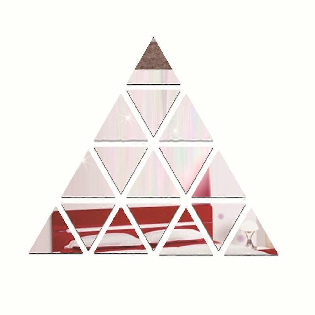 Triangle Pattern Wall Decal Acrylic Silver Corrosion Resistant Bedroom Decor 16Pcs