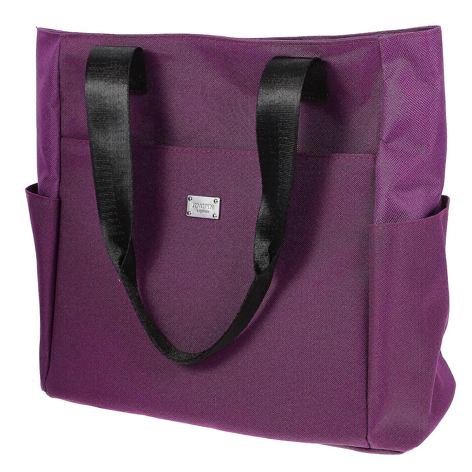 Women Single-Shoulder Bag Tote Bag Simple Style Outdoor Shopping Large Capacity Purple 1Set