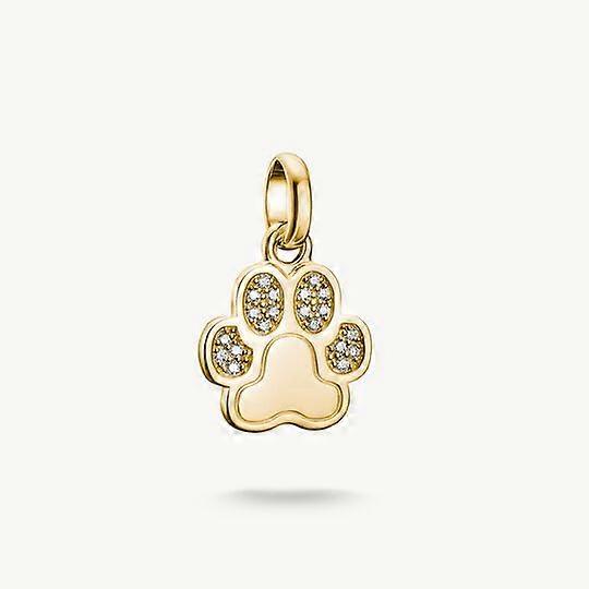 Thomas Sabo Charm Club Charming Connect Gold Plated Paw Print With Stones Charm CC1259-414-14
