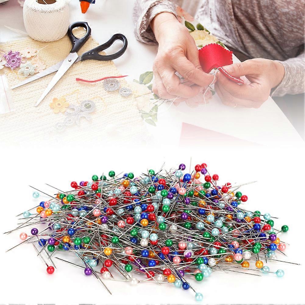 700 Pcs Round Head Sewing Machine Pins Colorful Pearls Corsage Pins