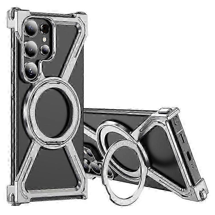 Compatible For Samsung Galaxy S24 Ultra Magnetic Case Military Grade Anti Drop Rotating Kickstand Titanium Alloy Bumper Phone Cove