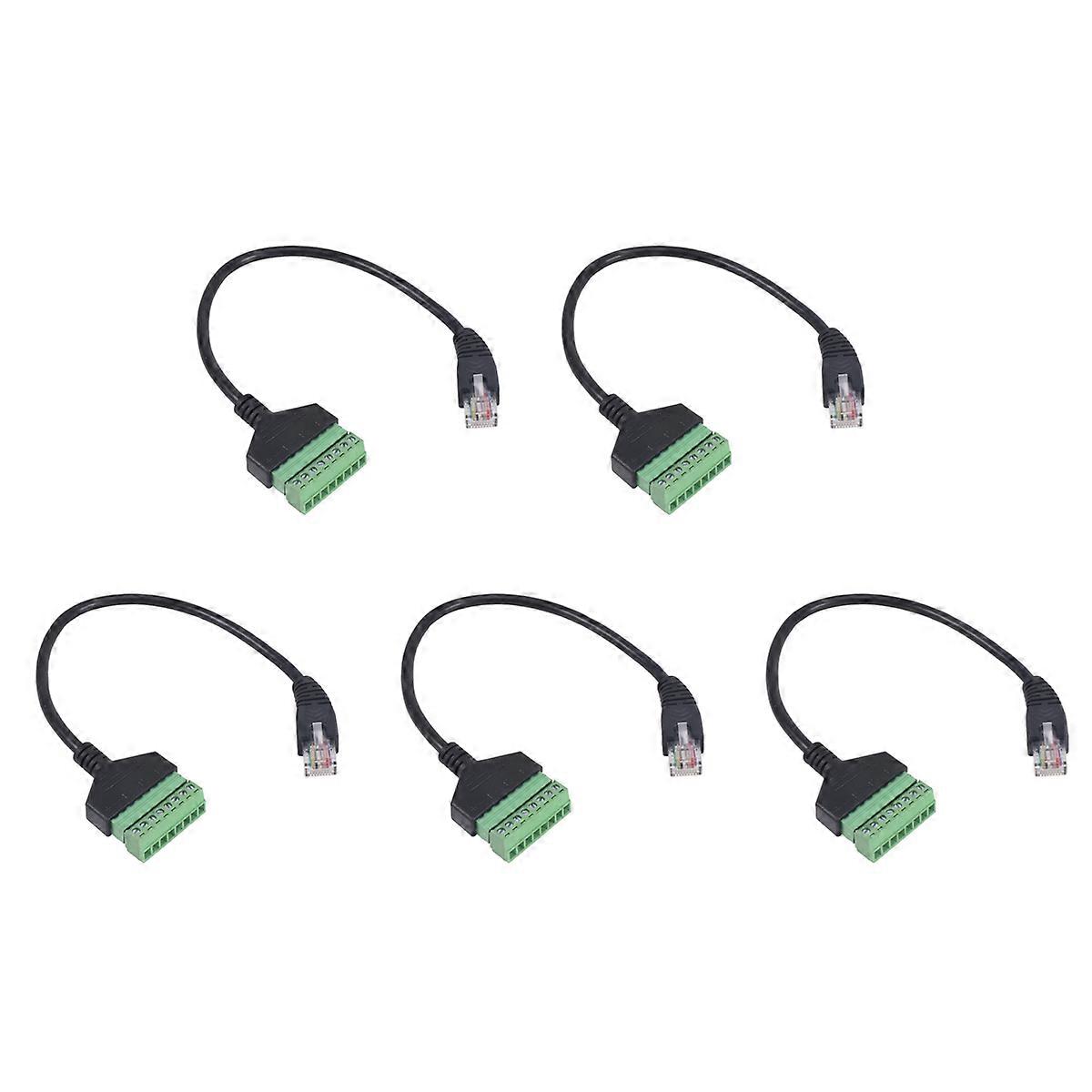 5X RJ45 Screw Terminal Connector Cable RJ45 Male to 8 Pin Extension Cable Lead for Cat5/6/7 Ethernet