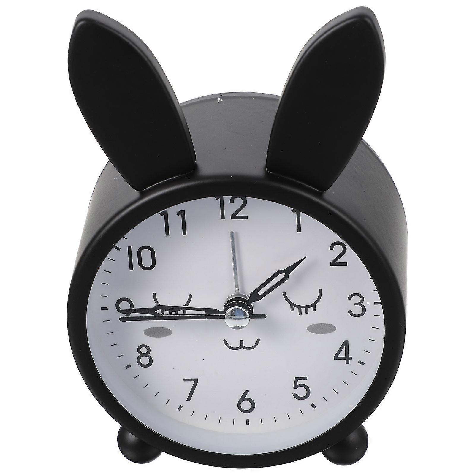 Desk Alarm Clock Adorable Cartoon Rabbit Shape Clock Nightstand Decorative 1Set
