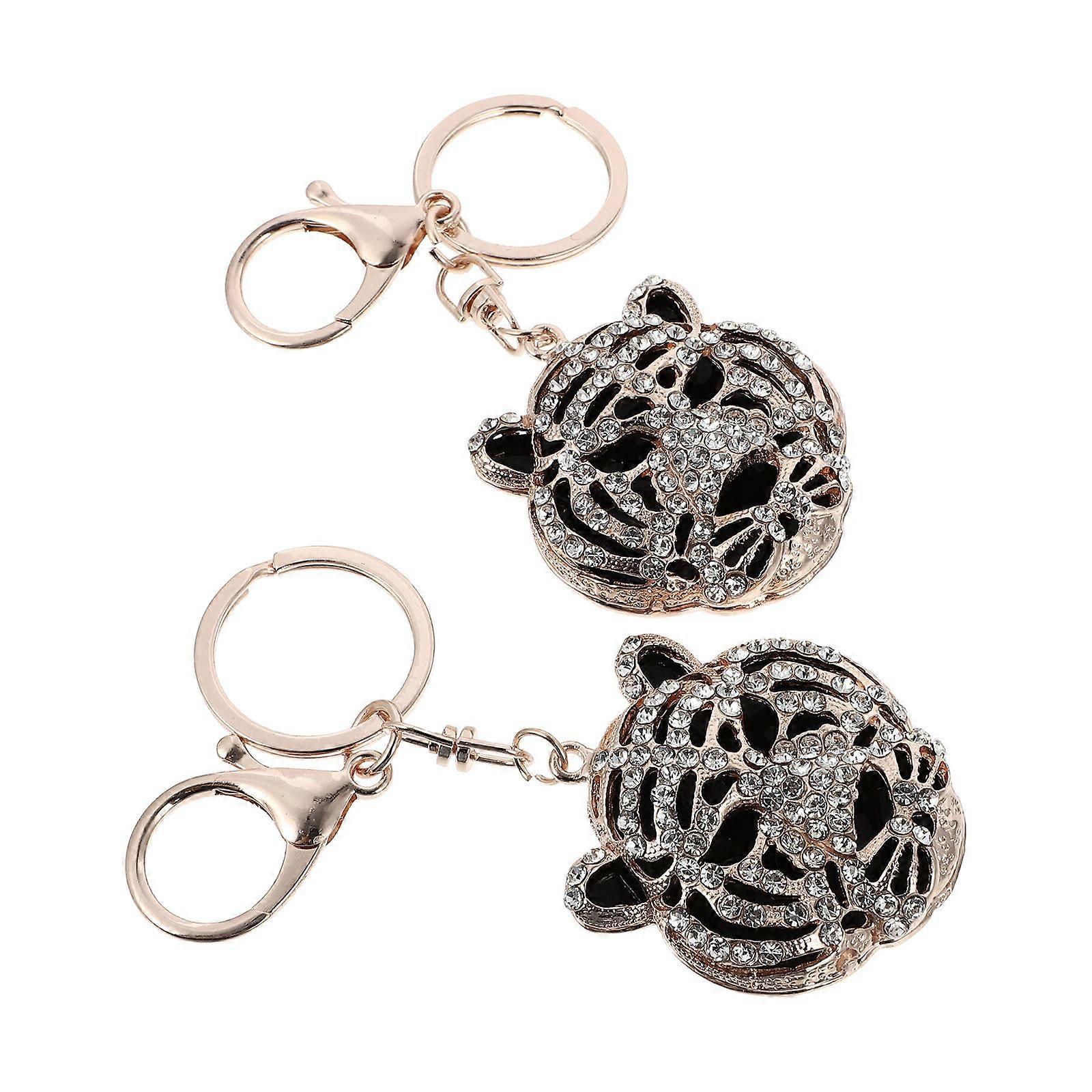 Cute Key Chain Rhinestone Keyholder Pendant For present Giving 2Pcs