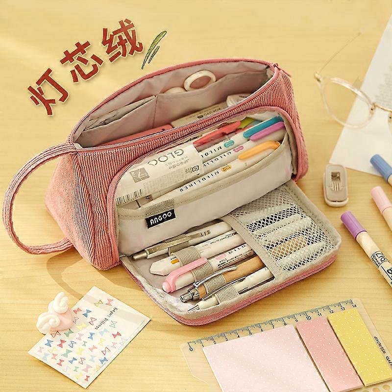 Anko Bean Paste Powder Corduroy Pencil Case - Large-Capacity, Cute, Multi-Functional