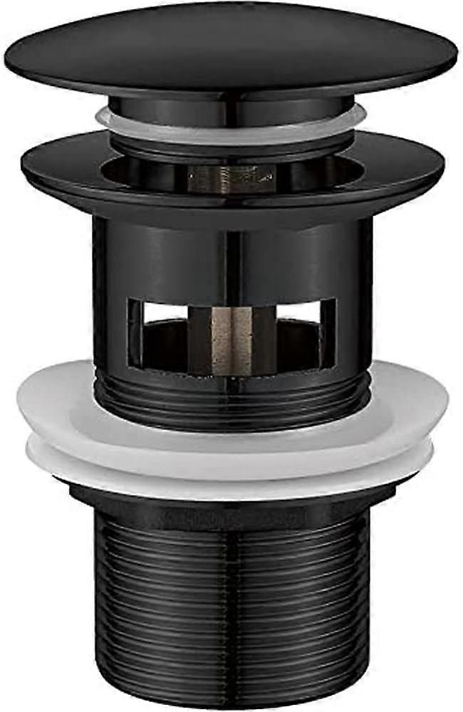 Bathroom Drain, Sink Drain with Overflow, Pop Up, Black