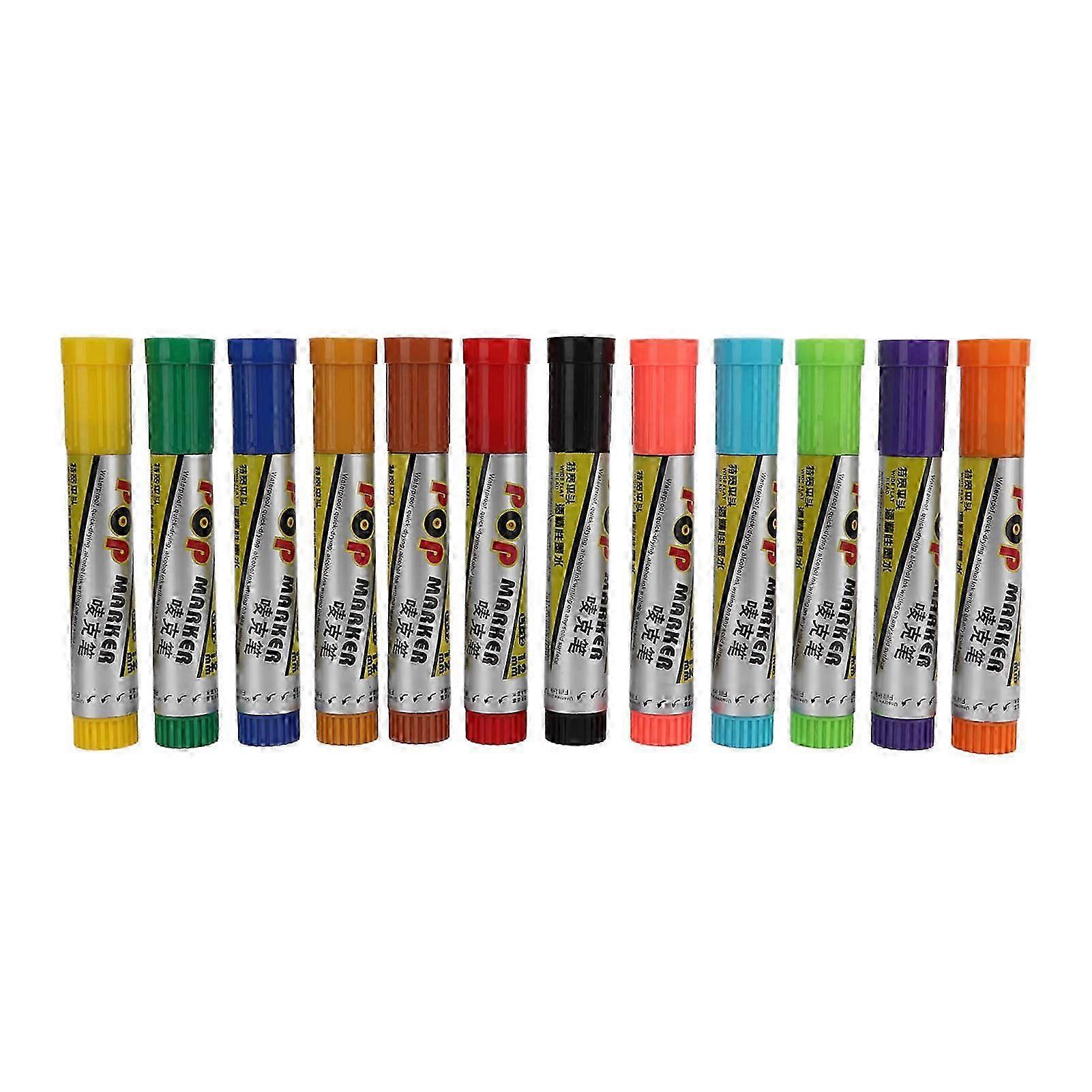 12Pcs Design Markers Quick Drying Safe Harmless Bright Color Wide Application Paint Markers for Home Office Studio