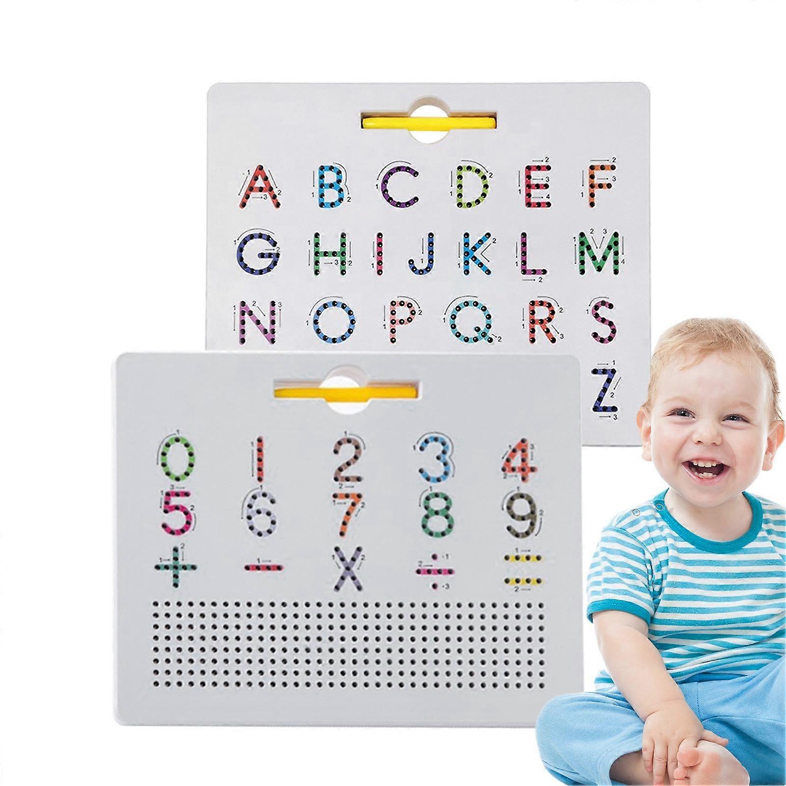 Magnetic Writing Board for Letters, Double-Sided Alphabet Drawing Board with 2-in-1 Magnets and Toy Letters for Kids