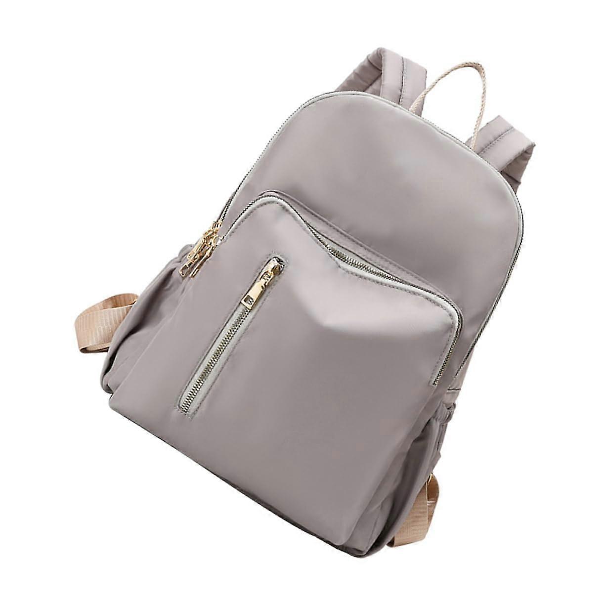 Backpack Changing Bag with Insulated Bottle Holders, Easy Access Side Pockets, Light Grey Modern Design
