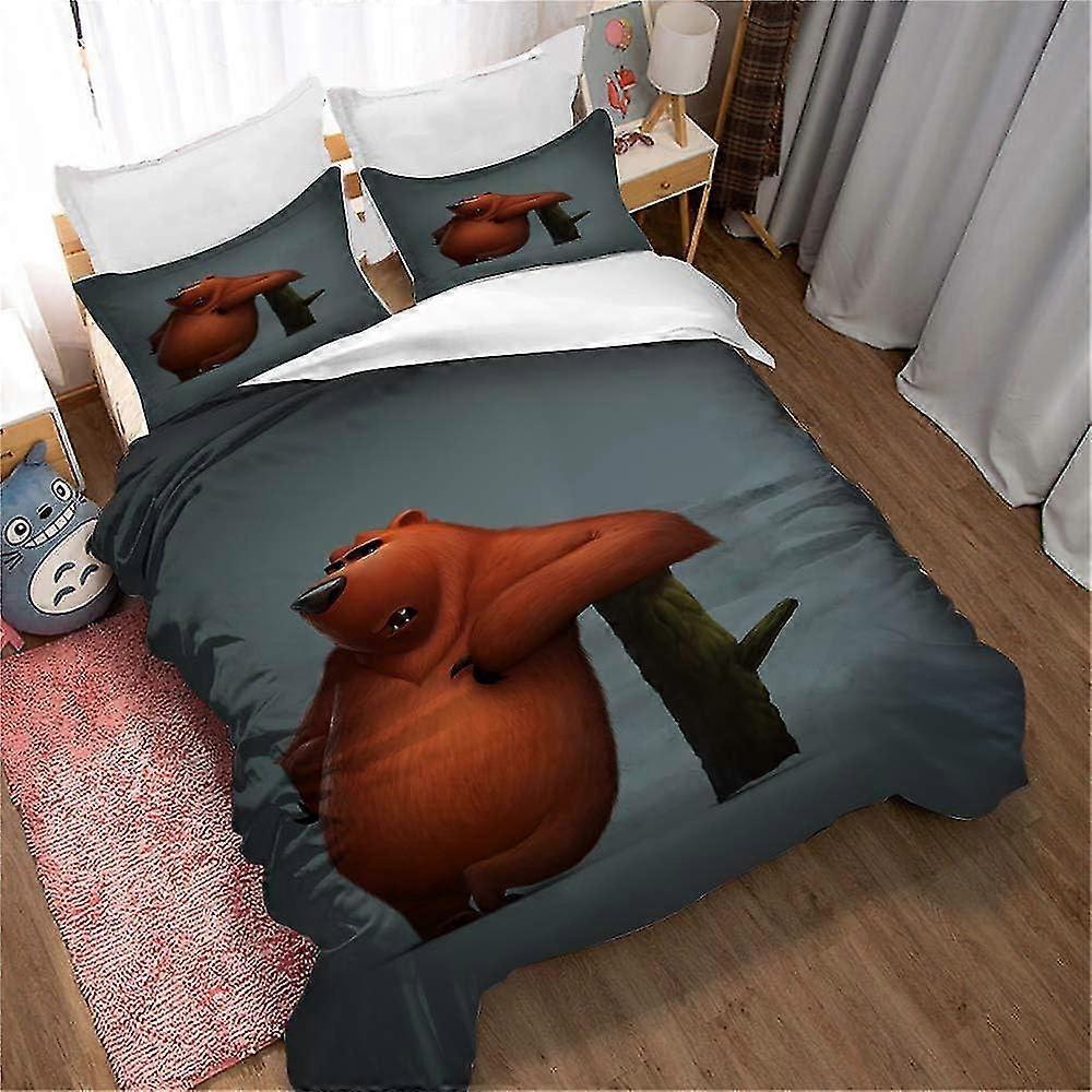 Anime 3D Animals Duvet Cover Set Ultra Soft Microfiber Bedding with Zipper Shams (Double)