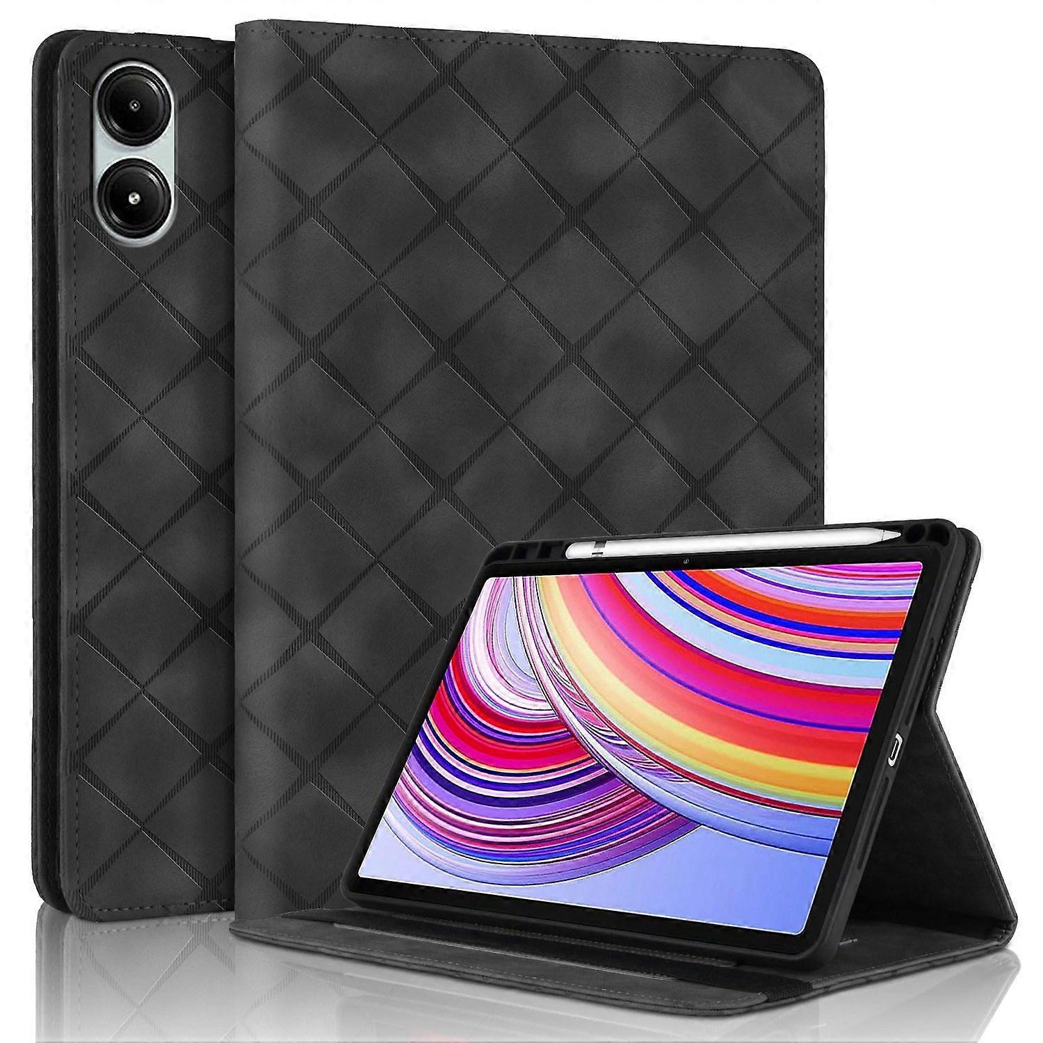 Embossed Leather Case For Xiaomi Redmi Pad Pro 12.1 2024 - Black