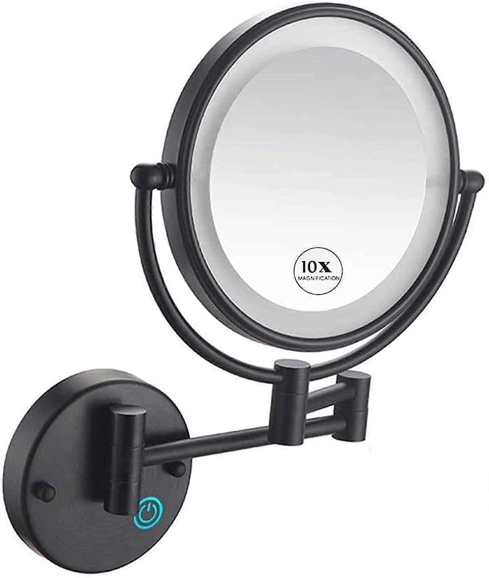 Makeup Mirror, 360Degree Rotation, DoubleSided, USB Rechargeable (Matte Black)