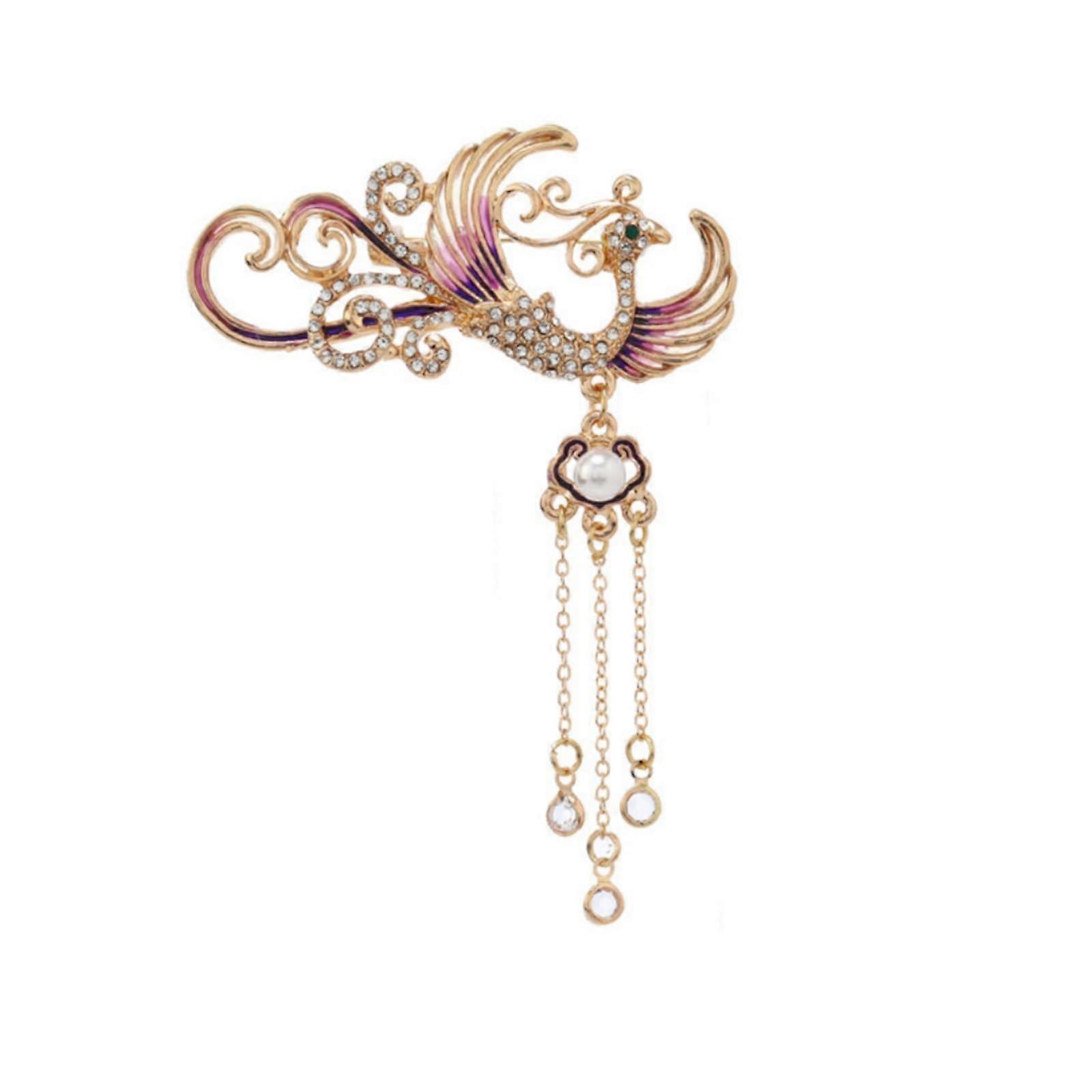 Brooch 1 Piece Cartoon Phoenix Pendant Brooch Cheongsam Pin Coat Corsage Gold