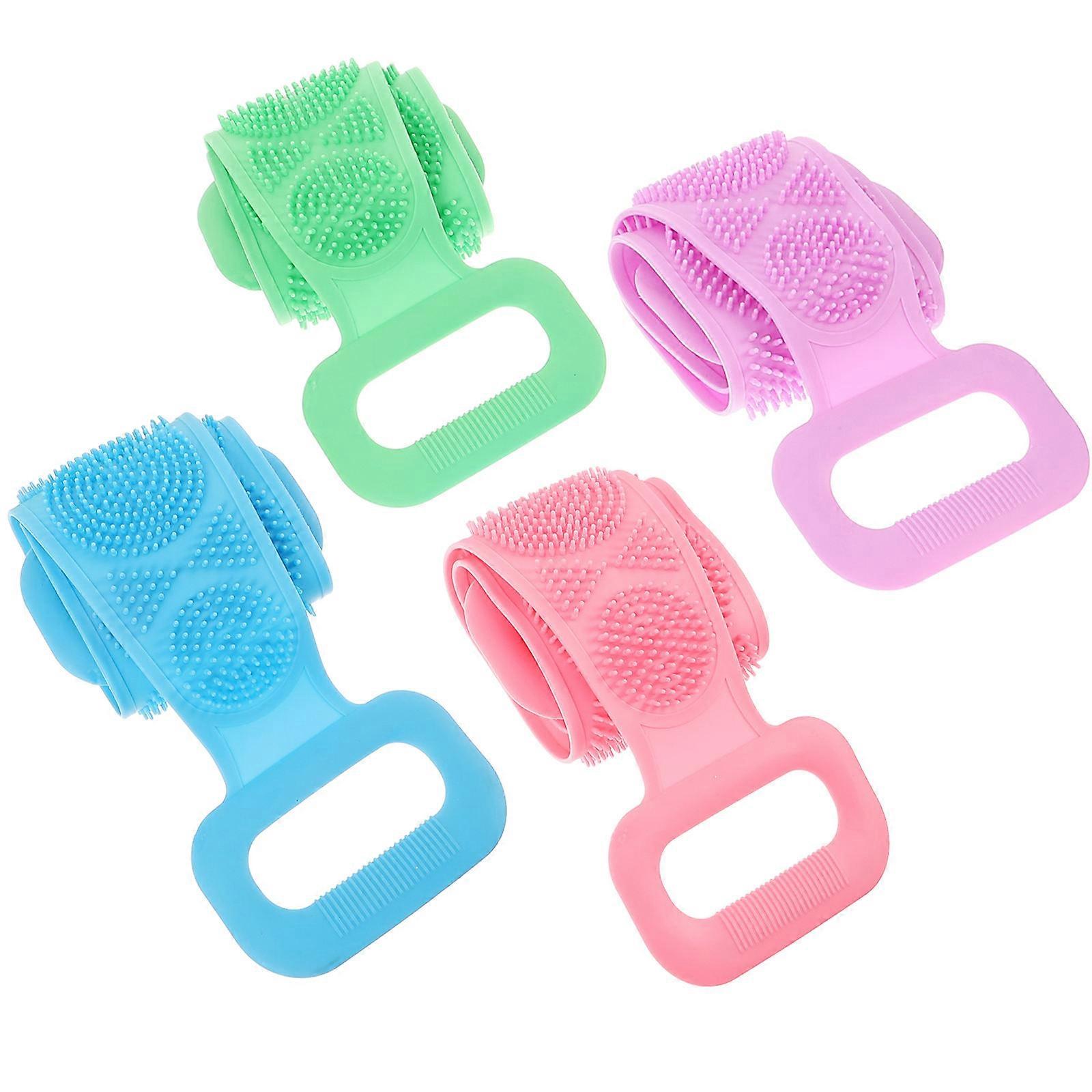 4pcs Long Bath Towels and Shower Exfoliating Belts for Bathroom Use