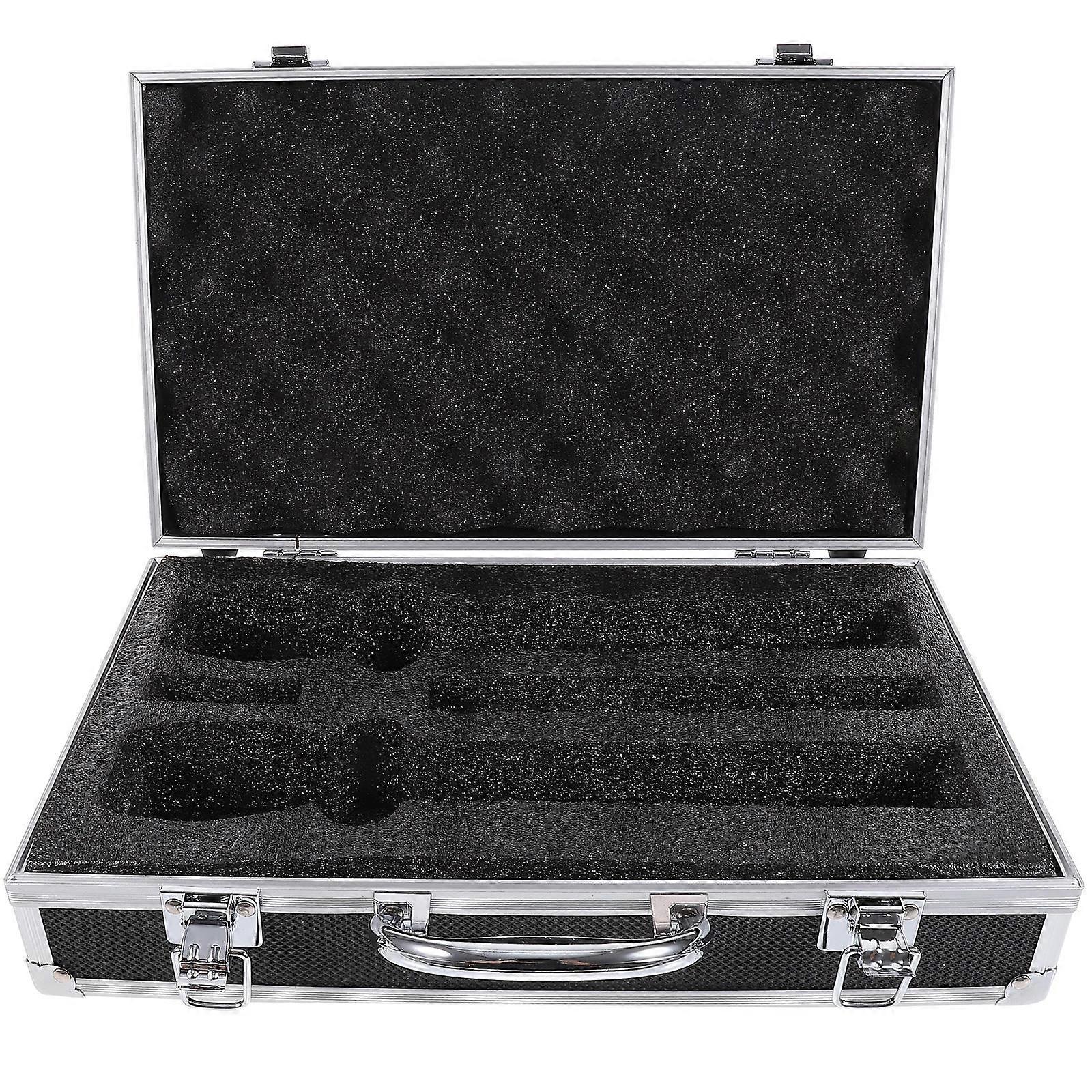 Durable Aluminum Microphone Suitcase with Multi Slot Design for Wireless Handheld Mics – Secure and Convenient Storage Case for Microphone