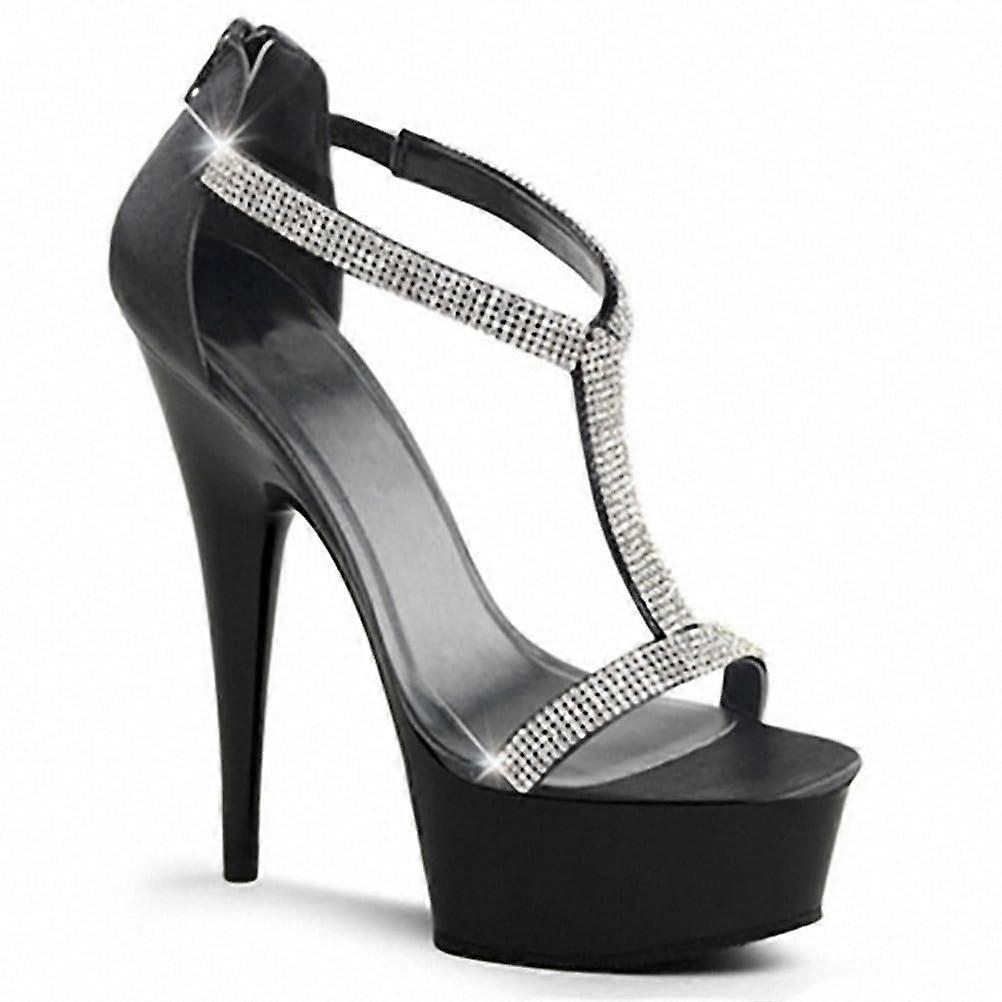 Stiletto Heels 15CM Zip-Up Strass Open-Toe Platform Black EU 37 For Prom Party