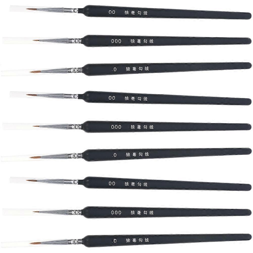 Portable Paint Brush Set for Art Projects Professional Watercolor Painting 9Pcs Black Triangular Handle Detailing