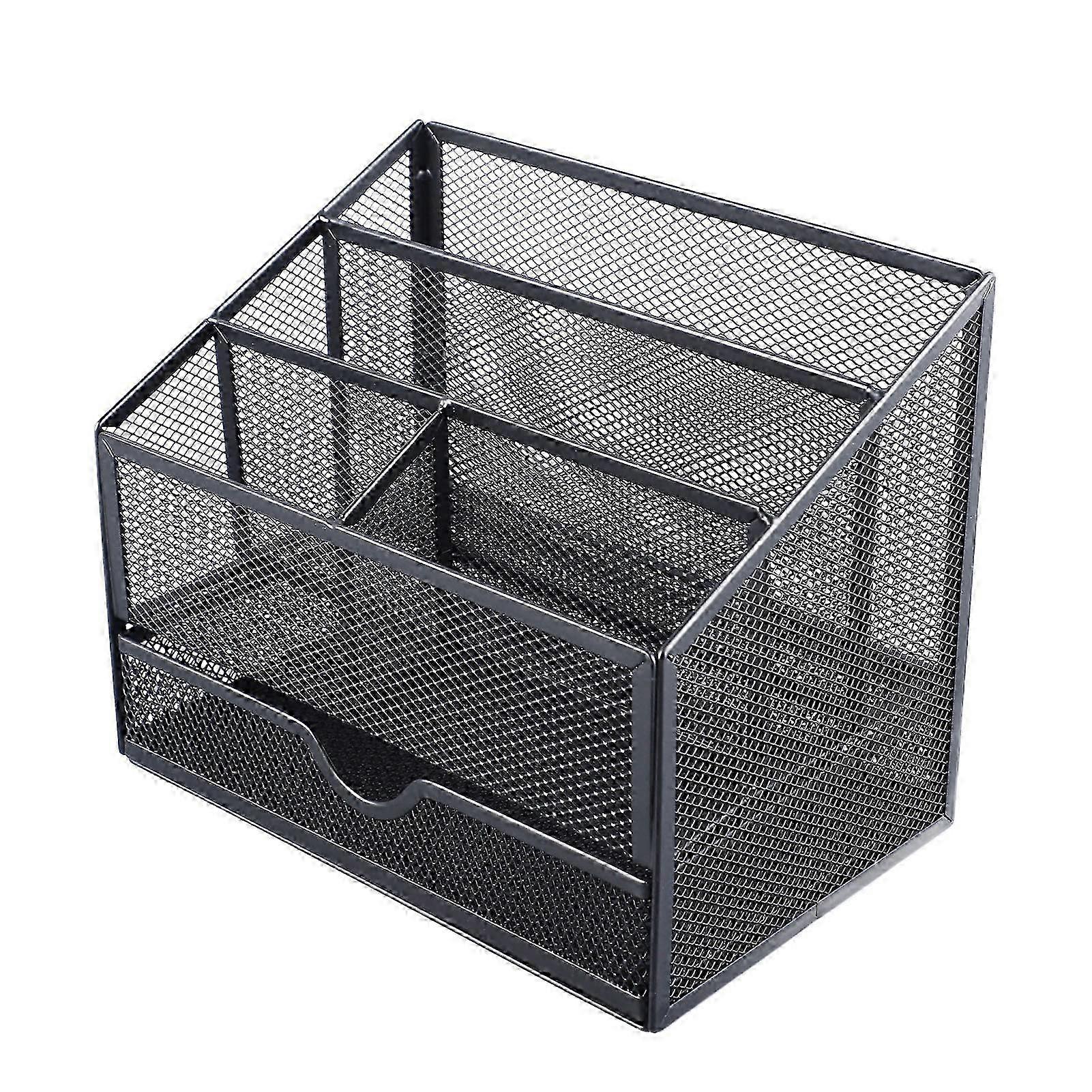 Metal Mesh Desk Organiser with Drawer for Books, Pens, Stapler, Folders, Clips, and Notes